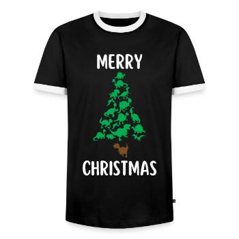Joyeux Noël Drôle de Chemise de Noël - T-shirt contrasté Homme - noir/blanc - Devant - AI Model Female 172 light (172cm) & AI Model Male 178 light (178cm)