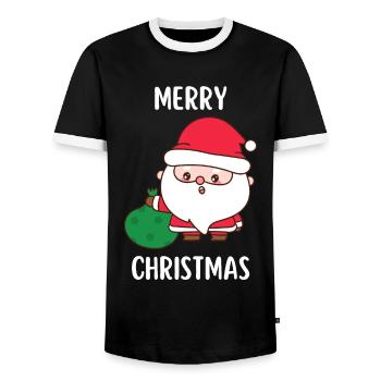 Joyeux Noël Drôle de Chemise de Noël - T-shirt contrasté Homme - noir/blanc - Devant - AI Model Female 172 light (172cm) & AI Model Male 178 light (178cm)