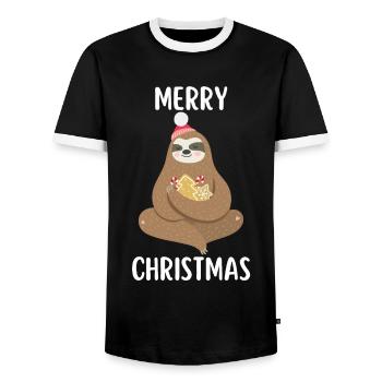Joyeux Noël Drôle de Chemise de Noël - T-shirt contrasté Homme - noir/blanc - Devant - AI Model Female 172 light (172cm) & AI Model Male 178 light (178cm)