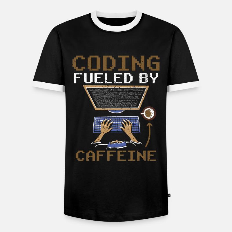 Programming powered by caffeine coding - Men's Ringer Shirt - black/white