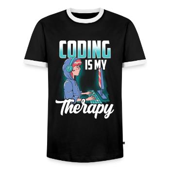 La programmation est mon code de codage de codeur de thérapie - T-shirt contrasté Homme - noir/blanc - Devant - AI Model Female 172 light (172cm) & AI Model Male 178 light (178cm)