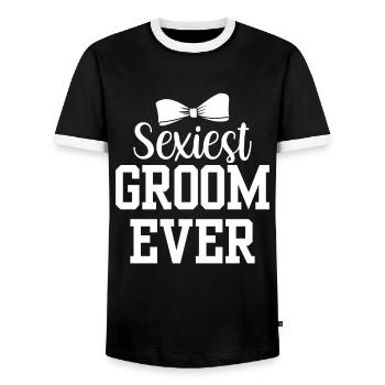 Sexy Groom Party Dictons Mariage Mariage - T-shirt contrasté Homme - noir/blanc - Devant - AI Model Female 172 light (172cm) & AI Model Male 178 light (178cm)