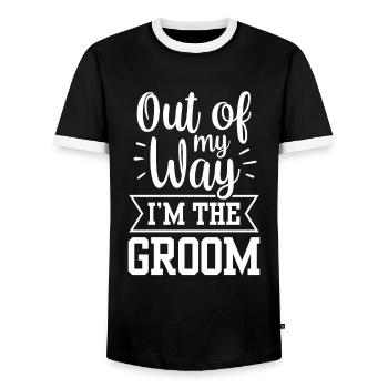 À l’écart, je suis la fête de mariage du marié - T-shirt contrasté Homme - noir/blanc - Devant - AI Model Female 172 light (172cm) & AI Model Male 178 light (178cm)