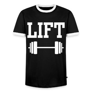 Lift Gym Weightlifting Workout Weightlifting - Men's Ringer Shirt - black/white - Front - AI Model Female 172 light (172cm) & AI Model Male 178 light (178cm)