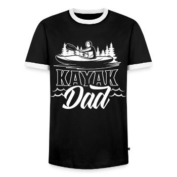 Kayak Father Hobby Kayaker Kayaking - Men's Ringer Shirt - black/white - Front - AI Model Female 172 light (172cm) & AI Model Male 178 light (178cm)
