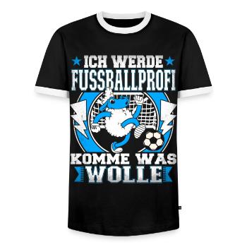 Fußball Fussballprofi Fußballspieler Junge Spruch - Männer Kontrast-T-Shirt - Schwarz/Weiß - Vorne - AI Model Female 172 light (172cm) & AI Model Male 178 light (178cm)