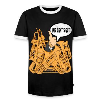 Trompete Blechblasinstrument Trompeter - Männer Kontrast-T-Shirt - Schwarz/Weiß - Vorne - AI Model Female 172 light (172cm) & AI Model Male 178 light (178cm)
