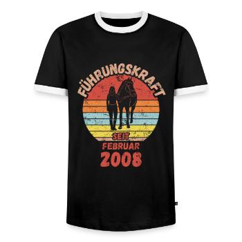Führungskraft Reiten Geburtstag Februar 2008 - Männer Kontrast-T-Shirt - Schwarz/Weiß - Vorne - AI Model Female 172 light (172cm) & AI Model Male 178 light (178cm)
