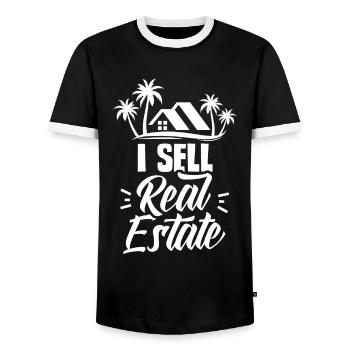 I sell real estate houses real estate agents - Men's Ringer Shirt - black/white - Front - AI Model Female 172 light (172cm) & AI Model Male 178 light (178cm)