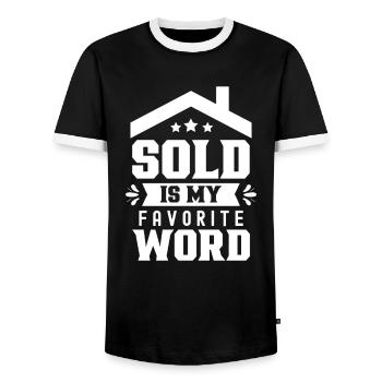 Vendu est mon mot préféré Agent immobilier - T-shirt contrasté Homme - noir/blanc - Devant - AI Model Female 172 light (172cm) & AI Model Male 178 light (178cm)