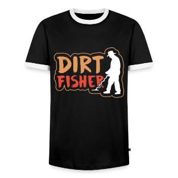 Dirt Fischer Metal Detecting Dirt Fishing - Männer Kontrast-T-Shirt - Schwarz/Weiß - Vorne - AI Model Female 172 light (172cm) & AI Model Male 178 light (178cm)