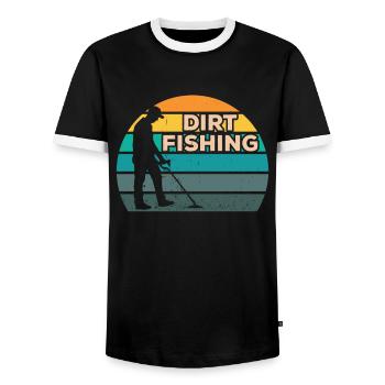 Détection de métaux de pêche à la saleté - T-shirt contrasté Homme - noir/blanc - Devant - AI Model Female 172 light (172cm) & AI Model Male 178 light (178cm)
