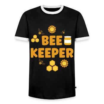 Apiculture Apiculteurs - T-shirt contrasté Homme - noir/blanc - Devant - AI Model Female 172 light (172cm) & AI Model Male 178 light (178cm)