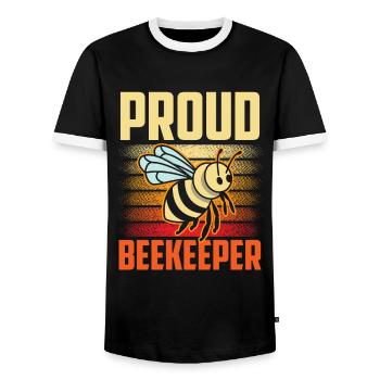 Proud Beekeeper Beekeeping Beekeeping Honey Bee - Men's Ringer Shirt - black/white - Front - AI Model Female 172 light (172cm) & AI Model Male 178 light (178cm)