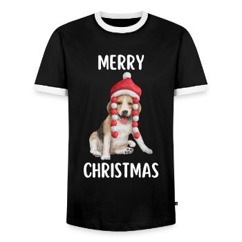 Merry Christmas Lustiges Weihnachtsshirt - Männer Kontrast-T-Shirt - Schwarz/Weiß - Vorne - AI Model Female 172 light (172cm) & AI Model Male 178 light (178cm)
