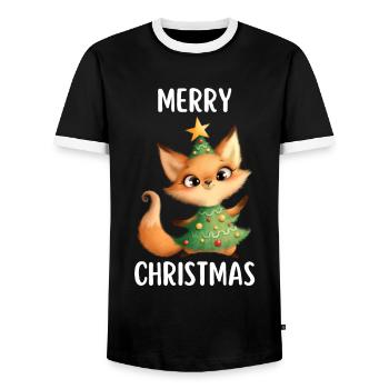 Joyeux Noël Drôle de Chemise de Noël - T-shirt contrasté Homme - noir/blanc - Devant - AI Model Female 172 light (172cm) & AI Model Male 178 light (178cm)