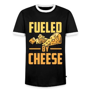 Driven by cheese sweet lovers love - Men's Ringer Shirt - black/white - Front - AI Model Female 172 light (172cm) & AI Model Male 178 light (178cm)