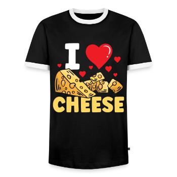 Ich Liebe Käse Liebhaber Süß Sprüche - Männer Kontrast-T-Shirt - Schwarz/Weiß - Vorne - AI Model Female 172 light (172cm) & AI Model Male 178 light (178cm)