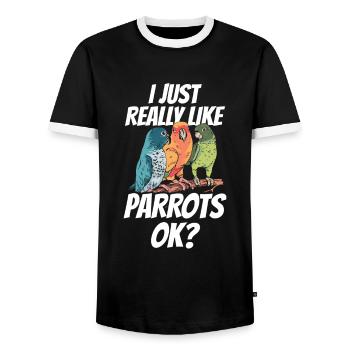 I just like parrots very parrot animal cute - Men's Ringer Shirt - black/white - Front - AI Model Female 172 light (172cm) & AI Model Male 178 light (178cm)
