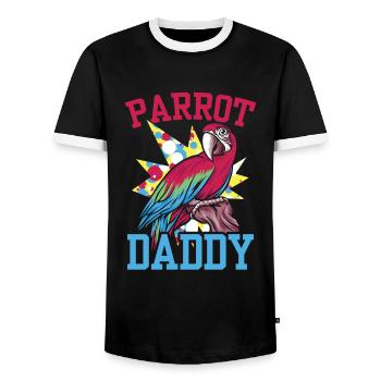 Parrot Papa Pet Parrot Animal Cute - Men's Ringer Shirt - black/white - Front - AI Model Female 172 light (172cm) & AI Model Male 178 light (178cm)