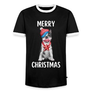 Merry Christmas Lustiges Weihnachtsshirt - Männer Kontrast-T-Shirt - Schwarz/Weiß - Vorne - AI Model Female 172 light (172cm) & AI Model Male 178 light (178cm)