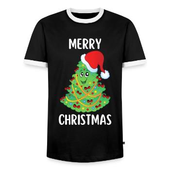 Merry Christmas Lustiges Weihnachtsshirt - Männer Kontrast-T-Shirt - Schwarz/Weiß - Vorne - AI Model Female 172 light (172cm) & AI Model Male 178 light (178cm)
