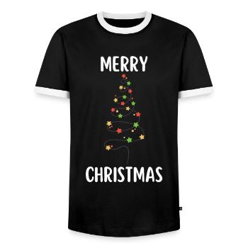 Joyeux Noël Drôle de Chemise de Noël - T-shirt contrasté Homme - noir/blanc - Devant - AI Model Female 172 light (172cm) & AI Model Male 178 light (178cm)