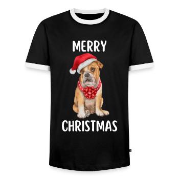Joyeux Noël Drôle de Chemise de Noël - T-shirt contrasté Homme - noir/blanc - Devant - AI Model Female 172 light (172cm) & AI Model Male 178 light (178cm)