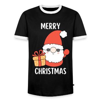 Joyeux Noël Drôle de Chemise de Noël - T-shirt contrasté Homme - noir/blanc - Devant - AI Model Female 172 light (172cm) & AI Model Male 178 light (178cm)
