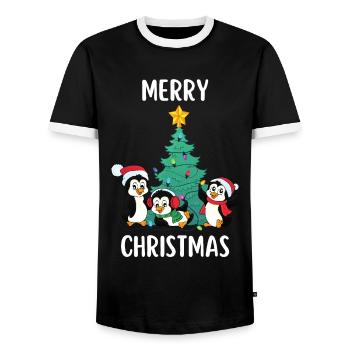 Joyeux Noël Drôle de Chemise de Noël - T-shirt contrasté Homme - noir/blanc - Devant - AI Model Female 172 light (172cm) & AI Model Male 178 light (178cm)