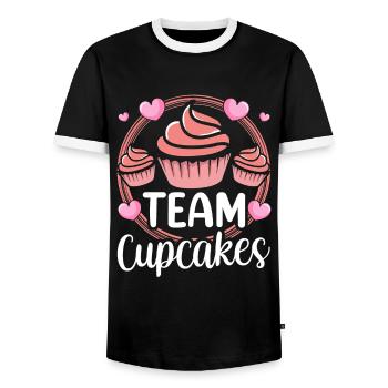 Team Cupcakes Lovers Cupcake Food Sweet - Men's Ringer Shirt - black/white - Front - AI Model Female 172 light (172cm) & AI Model Male 178 light (178cm)