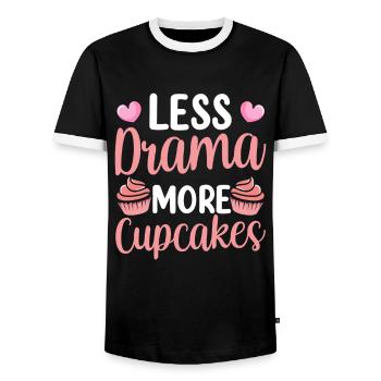 Less Drama More Cupcakes Sweet Lovers Cupcake - Men's Ringer Shirt - black/white - Front - AI Model Female 172 light (172cm) & AI Model Male 178 light (178cm)