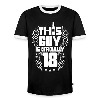 Ce gars a officiellement 18 dix-huit ans - T-shirt contrasté Homme - noir/blanc - Devant - AI Model Female 172 light (172cm) & AI Model Male 178 light (178cm)