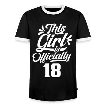 This girl is officially 18 eighteen celebration - Men's Ringer Shirt - black/white - Front - AI Model Female 172 light (172cm) & AI Model Male 178 light (178cm)