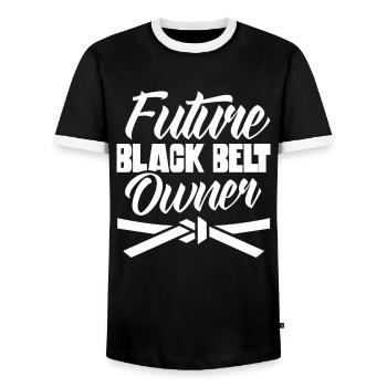 Zukünftiger Schwarzgurt Inhaber Schwarzer Gürtel - Männer Kontrast-T-Shirt - Schwarz/Weiß - Vorne - AI Model Female 172 light (172cm) & AI Model Male 178 light (178cm)