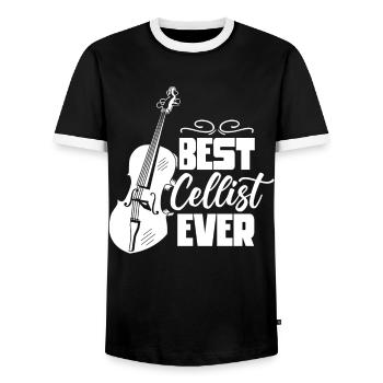 Best cellist of all time Cello cello musician - Men's Ringer Shirt - black/white - Front - AI Model Female 172 light (172cm) & AI Model Male 178 light (178cm)