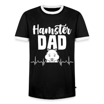 Hamster Papa Pet Cute Hamster Owner - Men's Ringer Shirt - black/white - Front - AI Model Female 172 light (172cm) & AI Model Male 178 light (178cm)