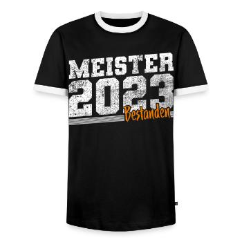 Meister 2023 Meisterprüfung Meisterbrief - Männer Kontrast-T-Shirt - Schwarz/Weiß - Vorne - AI Model Female 172 light (172cm) & AI Model Male 178 light (178cm)