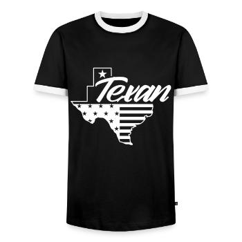 Texaner Texanisch Texas Stolz Sprüche - Männer Kontrast-T-Shirt - Schwarz/Weiß - Vorne - AI Model Female 172 light (172cm) & AI Model Male 178 light (178cm)