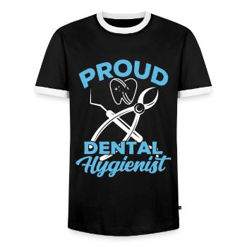 Proud Dental Hygienist Dentist Dental Hygiene - Men's Ringer Shirt - black/white - Front - AI Model Female 172 light (172cm) & AI Model Male 178 light (178cm)