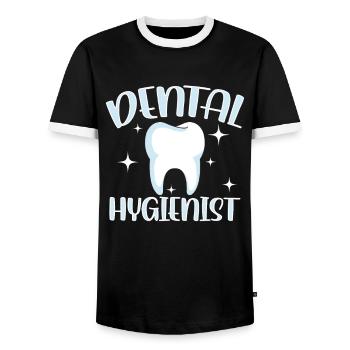 Dental Hygienist Dentist Dental Hygiene Team - Men's Ringer Shirt - black/white - Front - AI Model Female 172 light (172cm) & AI Model Male 178 light (178cm)