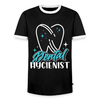 Dental Hygienist Dental Hygiene Dentist Team - Men's Ringer Shirt - black/white - Front - AI Model Female 172 light (172cm) & AI Model Male 178 light (178cm)