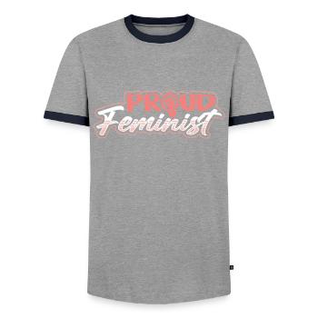 Stolze Feministin Frauen Feminismus Feminist - Männer Kontrast-T-Shirt - Grau/Navy  - Vorne - AI Model Female 172 light (172cm) & AI Model Male 178 light (178cm)