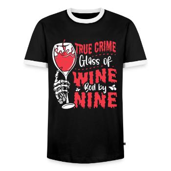 Bon vin et cadeau True Crime - T-shirt contrasté Homme - noir/blanc - Devant - AI Model Female 172 light (172cm) & AI Model Male 178 light (178cm)