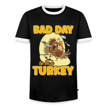 Its A Bad Day To Be A Turkey - Männer Kontrast-T-Shirt - Schwarz/Weiß - Vorne - AI Model Female 172 light (172cm) & AI Model Male 178 light (178cm)