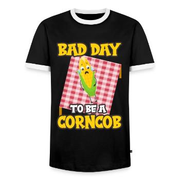 Its A Bad Day To Be A Corncob - Männer Kontrast-T-Shirt - Schwarz/Weiß - Vorne - AI Model Female 172 light (172cm) & AI Model Male 178 light (178cm)