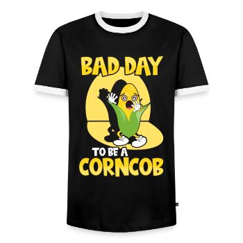 Its A Bad Day To Be A Corncob - Männer Kontrast-T-Shirt - Schwarz/Weiß - Vorne - AI Model Female 172 light (172cm) & AI Model Male 178 light (178cm)