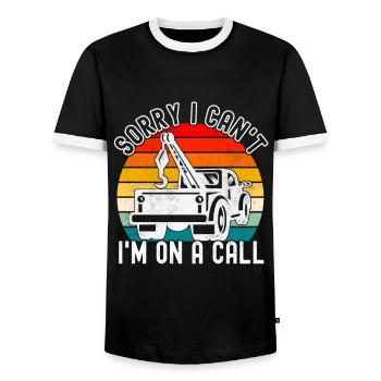 Service de remorquage de dépanneuse - T-shirt contrasté Homme - noir/blanc - Devant - AI Model Female 172 light (172cm) & AI Model Male 178 light (178cm)