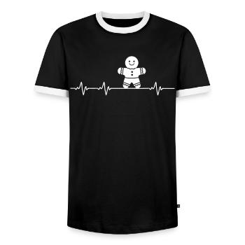 Herzschlag Weihnachten Weihnachtsdekoration - Männer Kontrast-T-Shirt - Schwarz/Weiß - Vorne - AI Model Female 172 light (172cm) & AI Model Male 178 light (178cm)