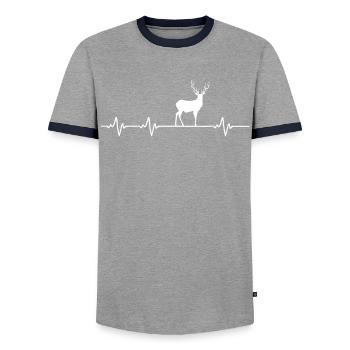 Heartbeat Décoration de Noël - T-shirt contrasté Homme - gris/marine  - Devant - AI Model Female 172 light (172cm) & AI Model Male 178 light (178cm)